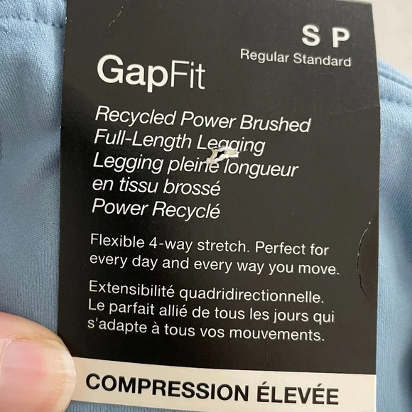 GapFit Recycled Power Brushed Full Length Leggings Compression Lt Blue Sz S NWT - Picture 10 of 12